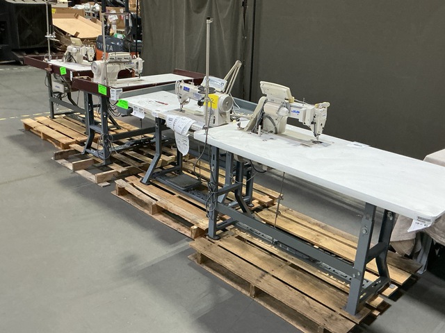 (4) Assorted JUKI Industrial Sewing Machines w/Tables