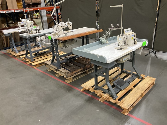 (4) Assorted JUKI Industrial Sewing Machines w/Tables