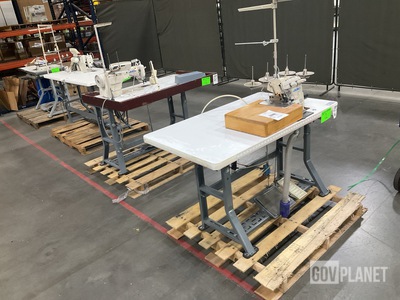 (4) Assorted JUKI Industrial Sewing Machines w/Tables