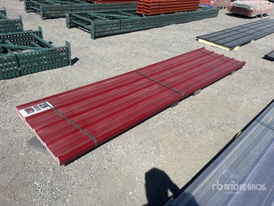 Quantity of (30) 12 ft x 3 ft Red Polycarbonate Roof Panel Divers (Unused)