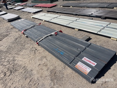 Quantity of (70) 19.69 ft x 3 ft Grey Metal Roof Panels معدات بناء متنوعة (Unused)