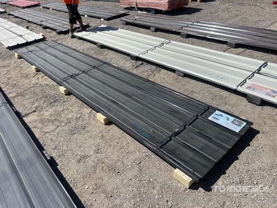 Quantity of (30) 16 ft x 3 ft Black Metal Roof Panels Divers (Unused)