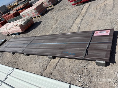 Quantity of (30) 16 ft x 3 ft Brown Metal Roof Panels Divers (Unused)