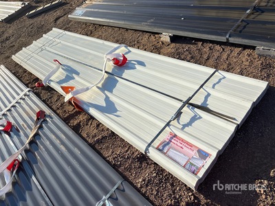 Quantity of (70) 12 ft x 3 ft White Metal Roof Panels (Unused)