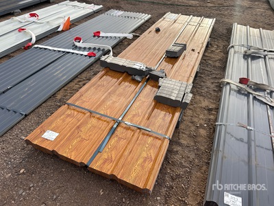 Quantity of (70) 12 ft x 3 ft Wood Grain Metal Roof Wall