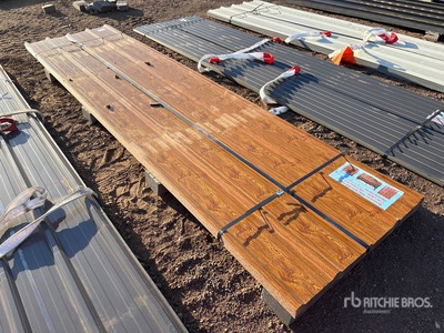 Quantity of (70) 12 ft x 3 ft Wood Grain Metal Roof Wall