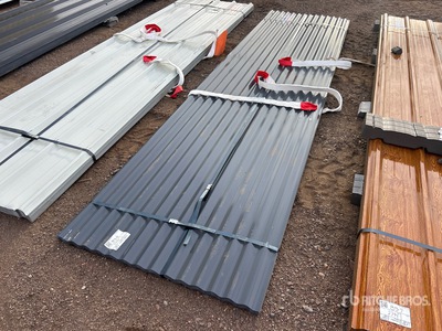 Quantity of (70) 12 ft x 3 ft Grey Metal Roof Panels (Unused)