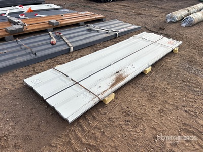 Quantity of (30) 9.84 ft x 3 ft White Metal Roof Panels (Unused)