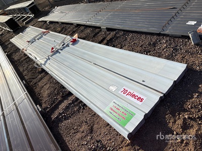 Quantity of (70) 20 ft x 3 ft White Metal Roof Panels