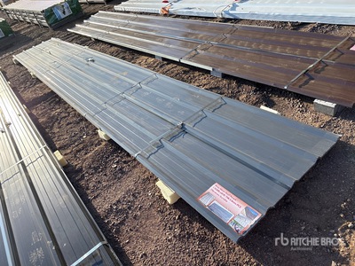 Quantity of (20) 20 ft x 3 ft Grey Metal Roof Panels (Unused)