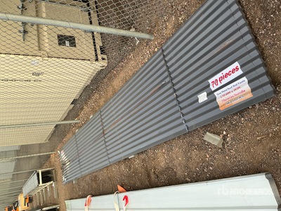 Quantity of (70) 20 ft x 3 ft Grey Metal Roof Panels (Unused)