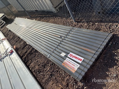 Quantity of (70) 20 ft x 3 ft Grey Metal Roof Panels
