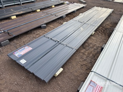 Quantity of (30) 16 ft x 3 ft Grey Metal Roof Panels Divers - Matériaux de construction (Unused)