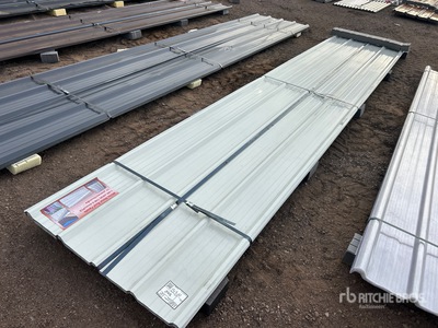 Quantity of (30) 16 ft x 3 ft White Metal Roof Panels