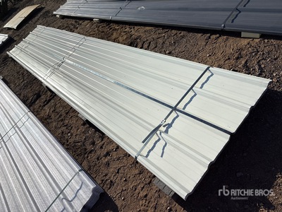 Quantity of (30) 16 ft x 3 ft White Metal Roof Panels