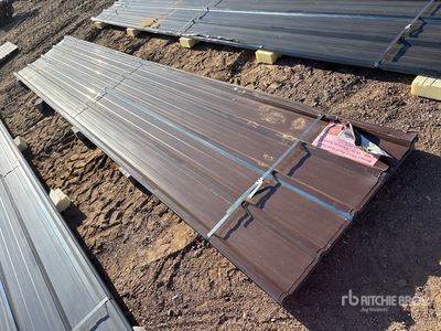 Quantity of (30) 16 ft x 3 ft Brown Metal Roof Panels (Unused)