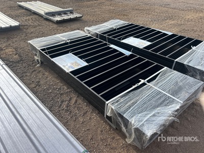 Quantity of (10) 7.9 ft x 3.3 ft Black Galvanized Steel Fencing