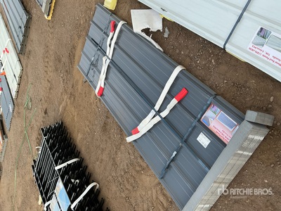 Quantity of (70) 8 ft x 3 ft Grey Metal Roof Panels (Unused)