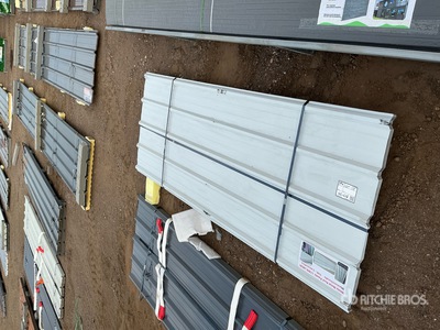Quantity of (30) 8 ft x 3 ft White Metal Roof Panels