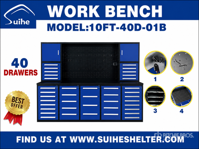 2026 Suihe NWB-H40DB-10 10 ft 40-Drawer Workbench (Unused)