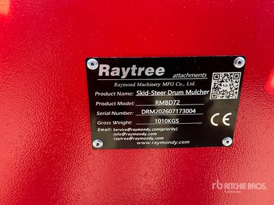 2026 Raytree RMBD72 72 in Drum Skid Steer Mulcher (Unused)
