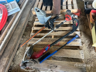 Hedge Trimmer, Gas Trimmer, Brooms, Watering Can & Assorted Lawn and Garden Tools