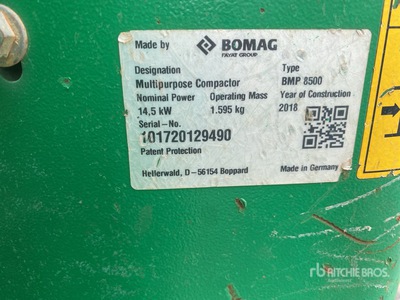 2018 Bomag BMP 8500 Trench Compactor