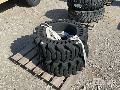 (2) Solid Flex 33x6x11 12-16.5 Solid Rubber Tires w/Wheels