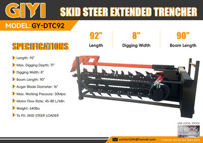 2026 GIYI GY-DTC92 92 in Extended Skid Steer Trencher (Unused)