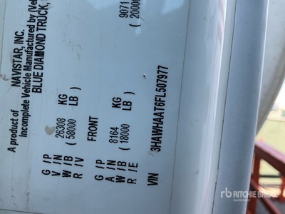 2015 International SF525 6x4 Water Truck (Inoperable)