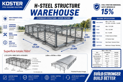 2026 Koster L40mxW19mxH5m Framed Storage Building (Unused)