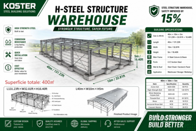 2026 Koster L40mxW10mxH5m Framed Storage Building (Unused)