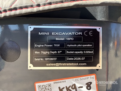 2026 VICSEC VC16PD CRAWLER Mini Excavator (Unused)