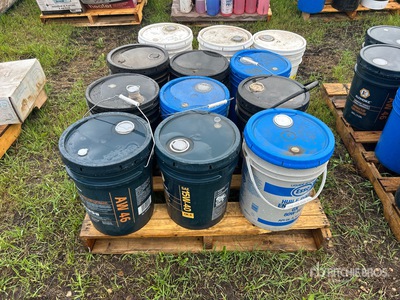 Quantity of (12) 5 gal Pails of Assorted Oil & Lubricants