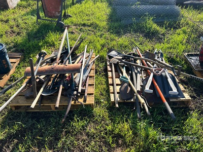 Quantity of (2) Pallets of Assorted Hand Tools, Shovels, Rakes, Picks & Garden Tools