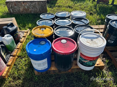 Quantity of (11) 5 gal Pails of Assorted Lubricants, incl. Klondike AW 46 Hydraulic Oil & Chevron Delo Gear EP-5 SAE 80W-90