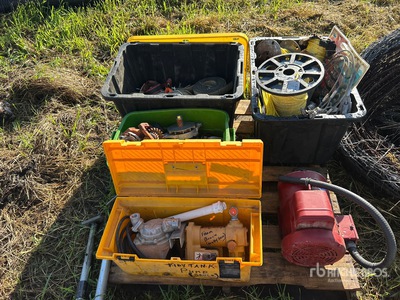 Quantity of Assorted Pumps, Electric Motor, Ratchet Straps, Wire Rope, Rope & Misc. Parts