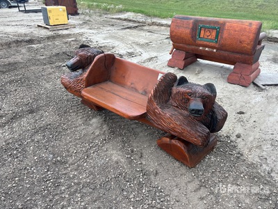 Bear Carving Log Bench