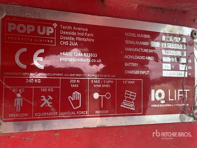 2018 Pop Up Elevador de tijera
