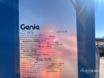 2019 Genie GR20 Vertical Mast Lift