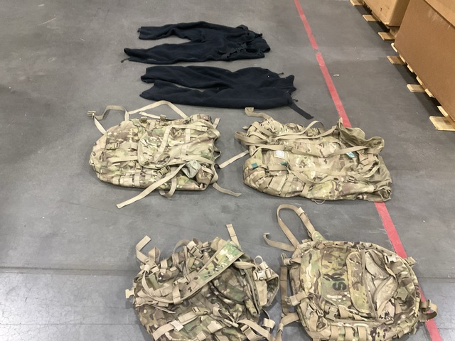 (7) Pairs of Cold Weather Overalls, (8) Field Packs & Assorted Items