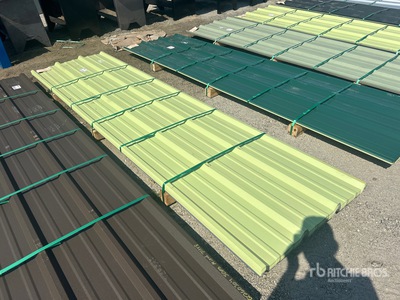 Quantity of (50) 2025 Kit Containers 12ft x 3ft 1 in Steel roofing panels (Unused)