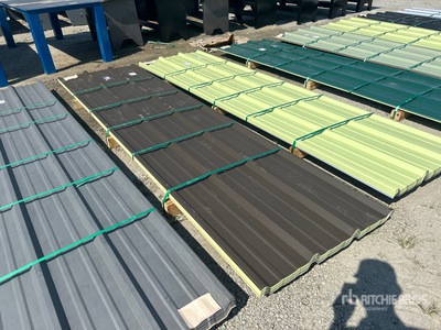 Quantity of (50) 2025 Kit Containers 12ft x 3ft 1 in Steel roofing panels (Unused)