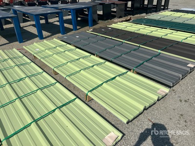 Quantity of (50) 2025 Kit Containers 12ft x 3ft 1 in Steel roofing panels (Unused)