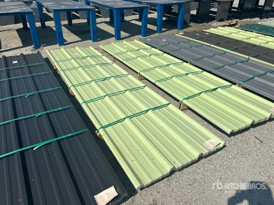 Quantity of (50) 2025 Kit Containers 12ft x 3ft 1 in Steel roofing panels (Unused)