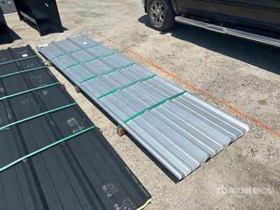 Quantity of (50) 2025 Kit Containers 12ft x 3ft 1in Steel roofing panels (Unused)