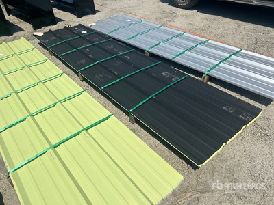 Quantity of (50) 2025 Kit Containers Steel R Panel 12ft x 3ft 1 in Steel roofing panels (Unused)