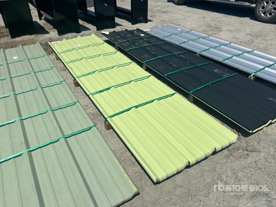 Quantity of (50) 2025 Kit Containers Steel R Panel 12ft x 3ft 1 in Steel roofing panels