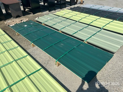 Quantity of (50) 2025 Kit Containers 12ft x 3ft 1 in Steel roofing panels (Unused)