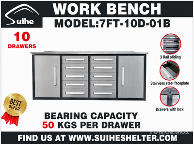 2026 Suihe NWB-10DS-2-7 7 ft 10-Drawer Workbench (Unused)